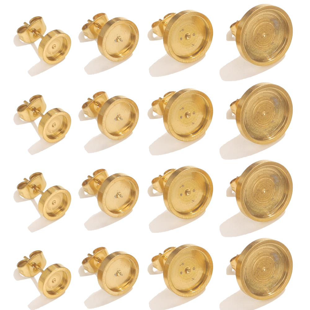 Resin Jewelry Kit - 10pcs Stainless Steel Gold Earring Stud