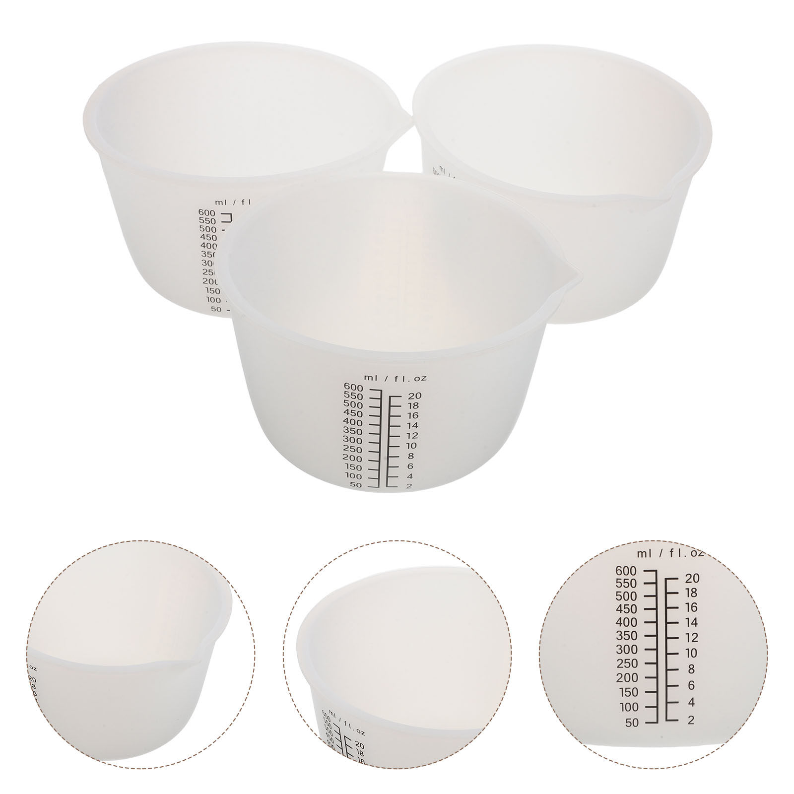 3Pcs Silicone Resin Pouring Cu - огляд і ціна Mixing Cup Silicone
